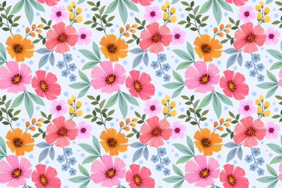 Colorful Flower Design Seamless Pattern