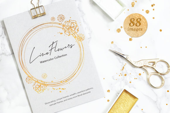 Exploring Little Line Flowers Shimmer: A Versatile Watercolor Design Resource for Creatives