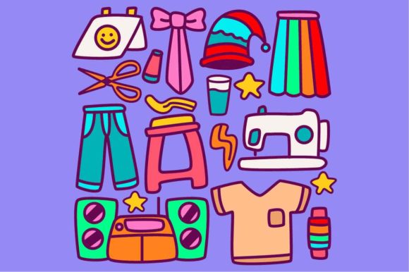 Kawaii Clothes Doodle Sticker Design: Creative Visuals