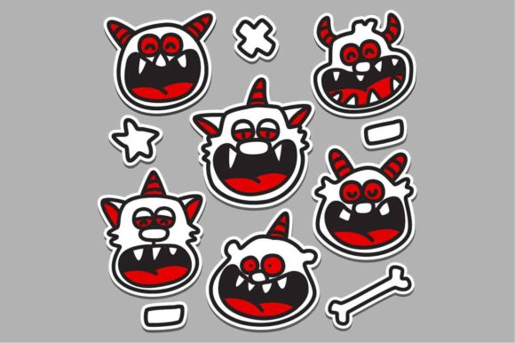 Kawaii Monster Doodle Sticker Design