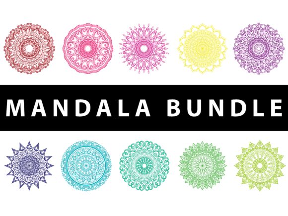 Mandala Pack 10 Pattern Rainbow Concept