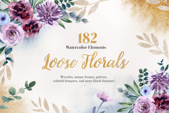 Pale Mauve Loose Floral Watercolor Set