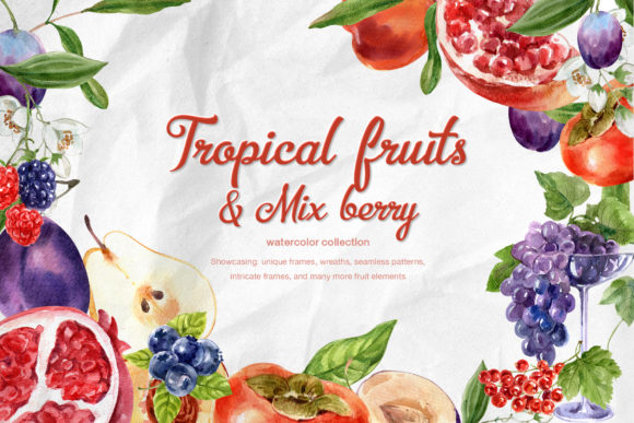 The Tropical Fruits Mix-berry Watercolor Set: A Creative Asset for Modern Designers